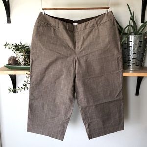 Vintage Y2K GAP Brown Glen Plaid Straight Leg Cropped Ankle Pants Culottes Sz 10